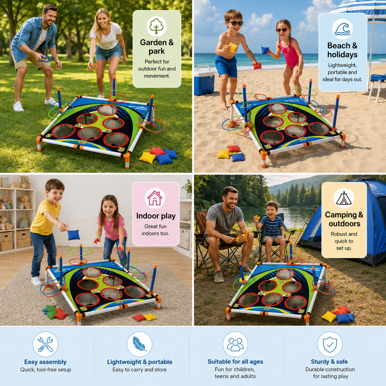 2-in-1 Cornhole and Ring Toss Game Set