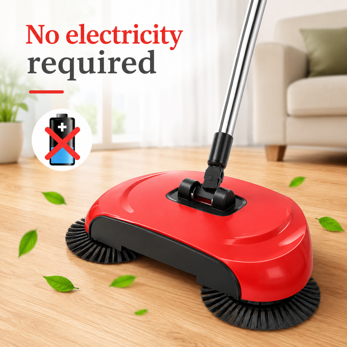 3-in-1 Manual Floor Sweeper for Family Homes