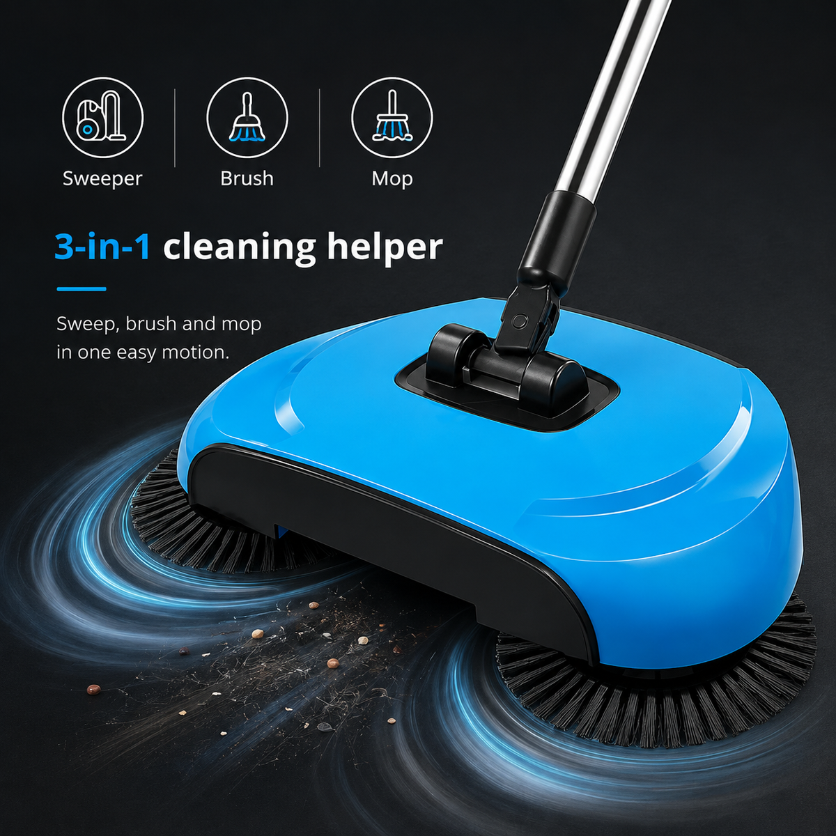 3-in-1 Manual Floor Sweeper for Family Homes