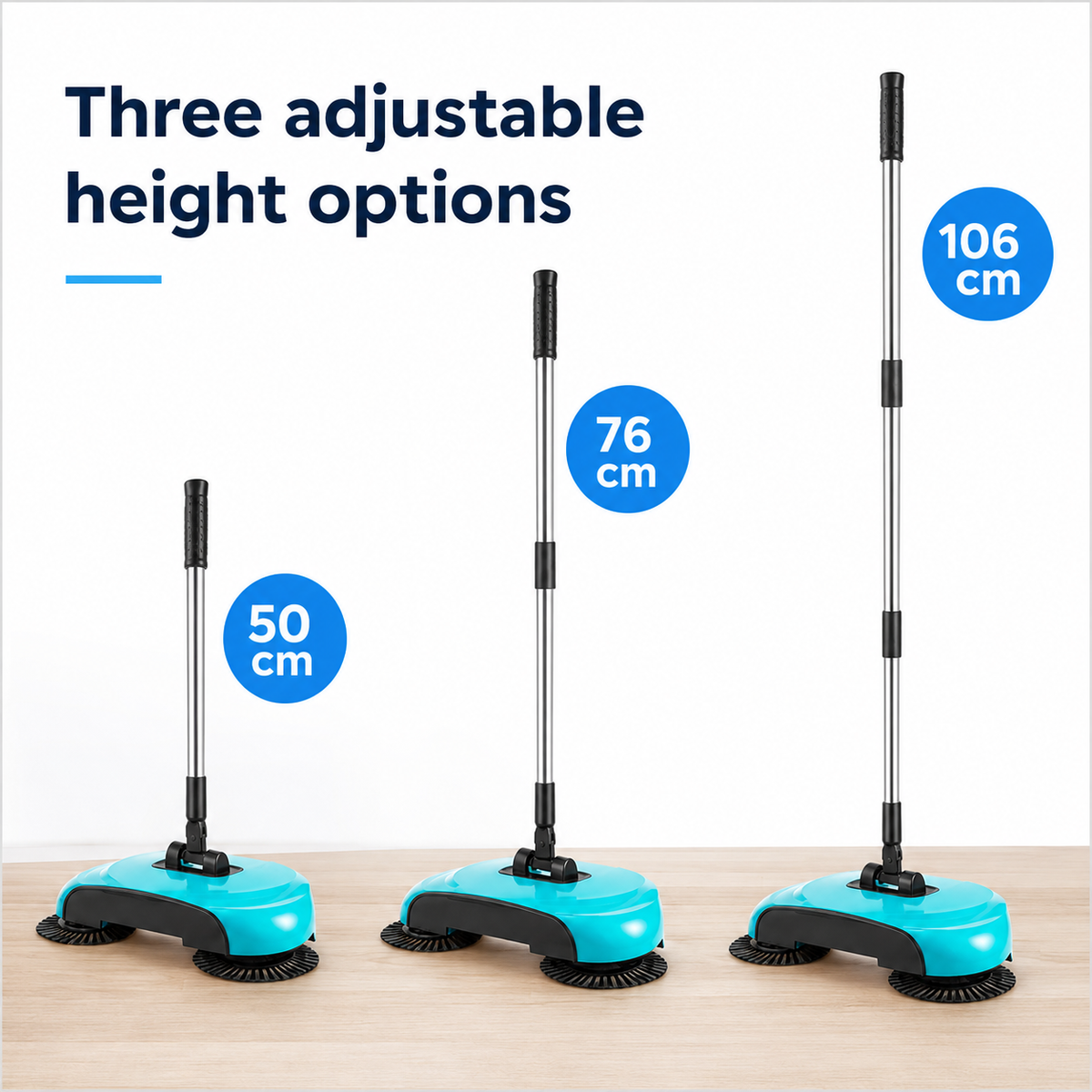 3-in-1 Manual Floor Sweeper for Family Homes