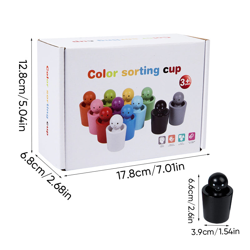 Wooden Montessori Colour Sorting Cup Game