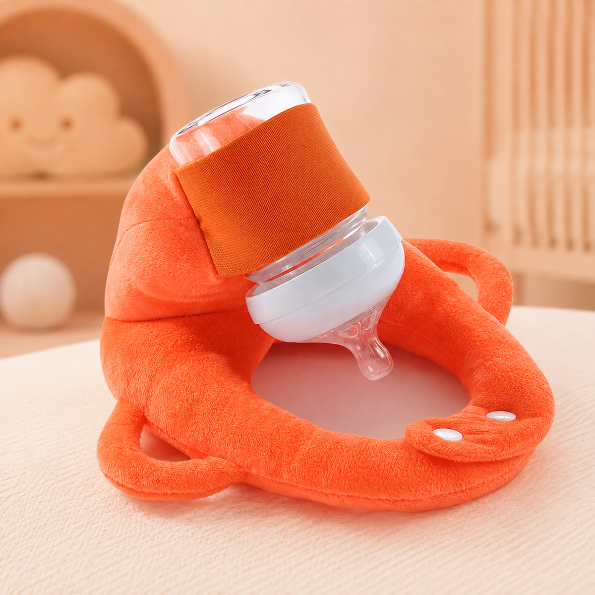 Baby Bottle-Feeding Support Pillow with Bottle Holder