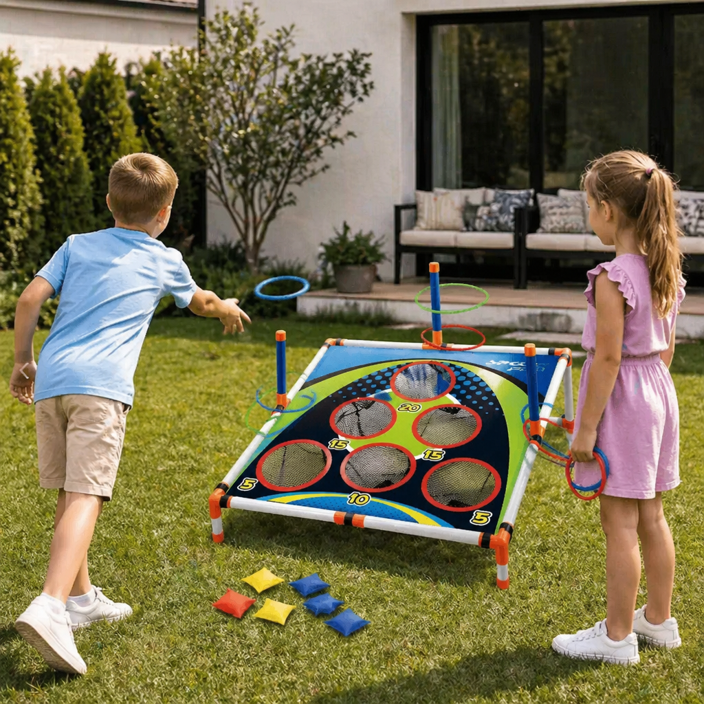2-in-1 Cornhole and Ring Toss Game Set