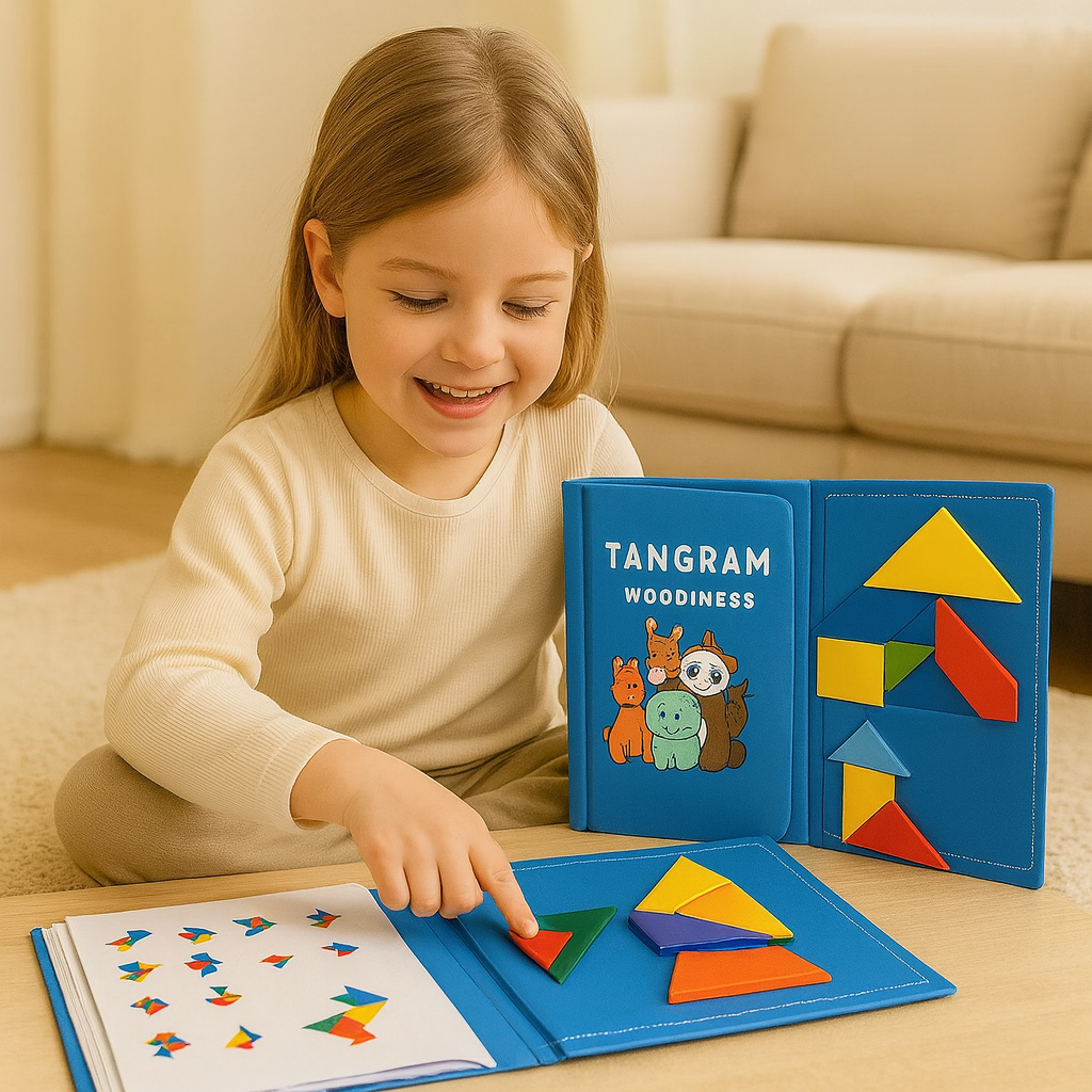 Portable Montessori Magnetic Tangram Book