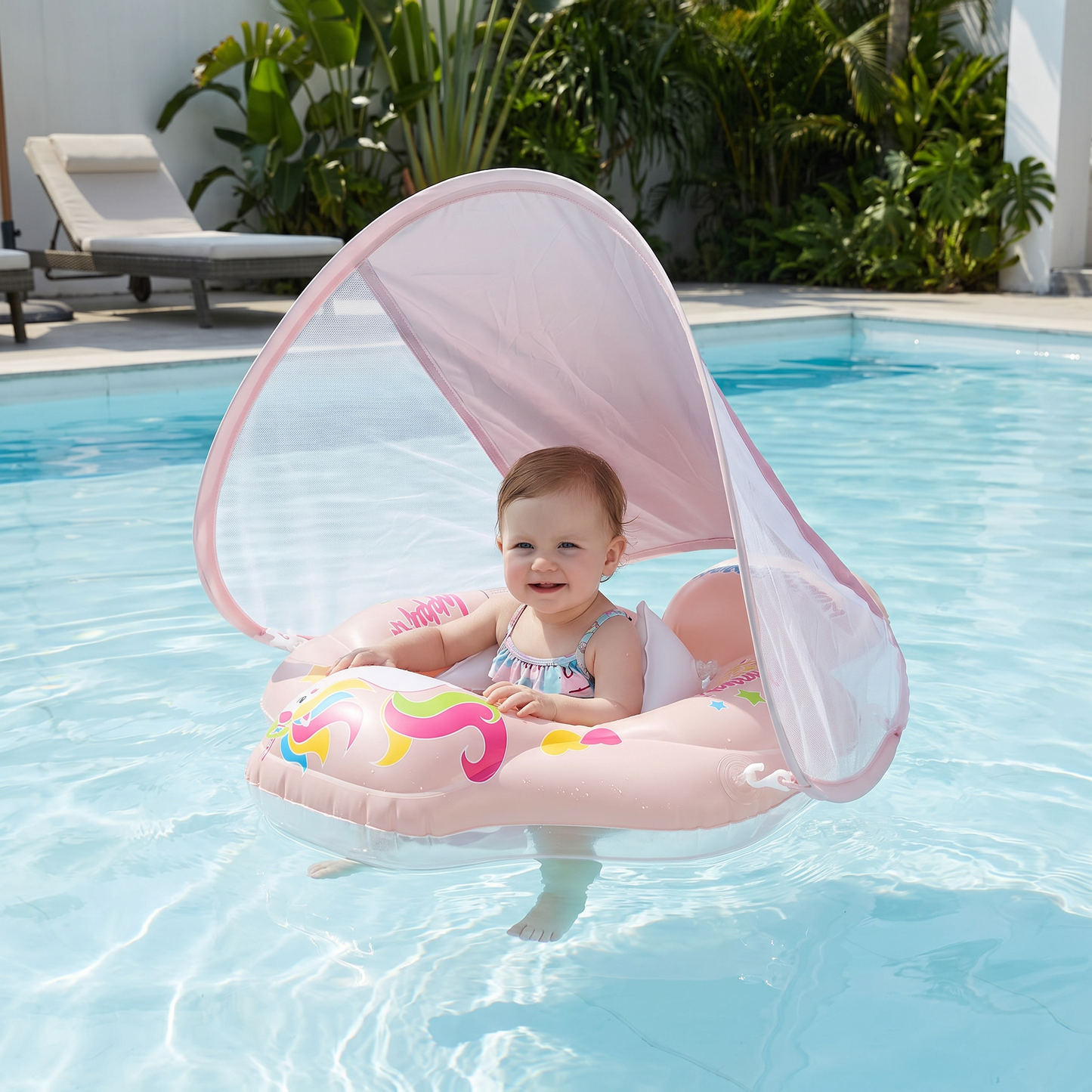 Inflatable Baby Swim Ring with Sun Canopy