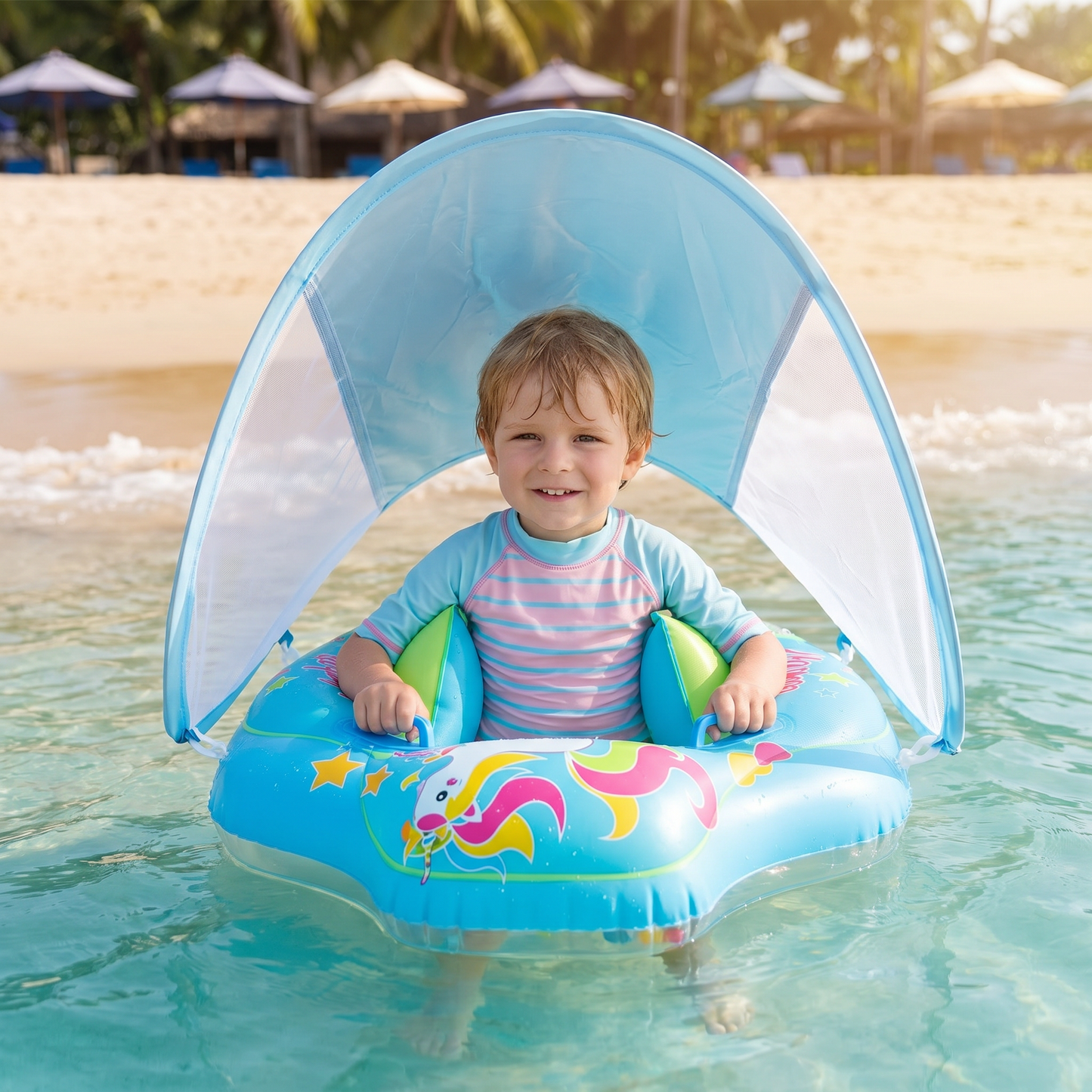 Inflatable Baby Swim Ring with Sun Canopy