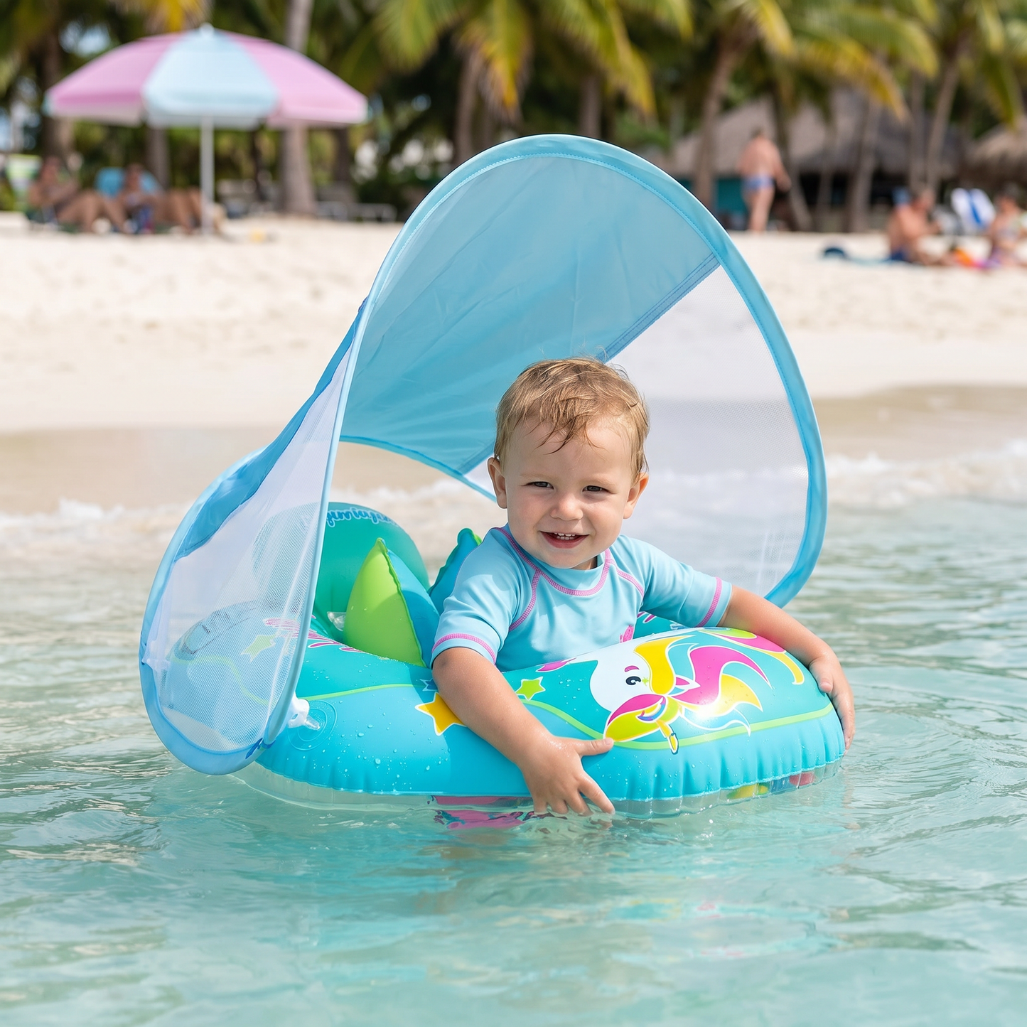 Inflatable Baby Swim Ring with Sun Canopy