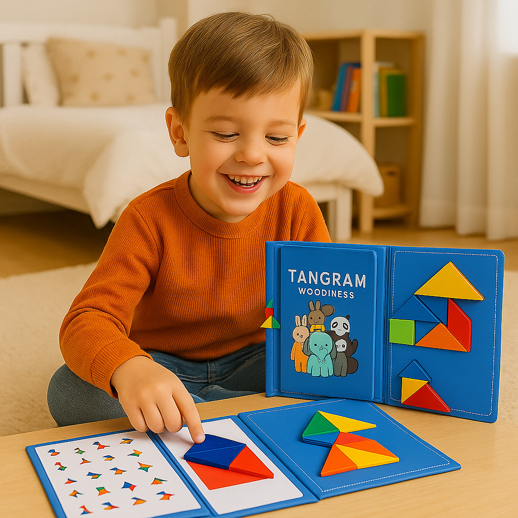 Portable Montessori Magnetic Tangram Book