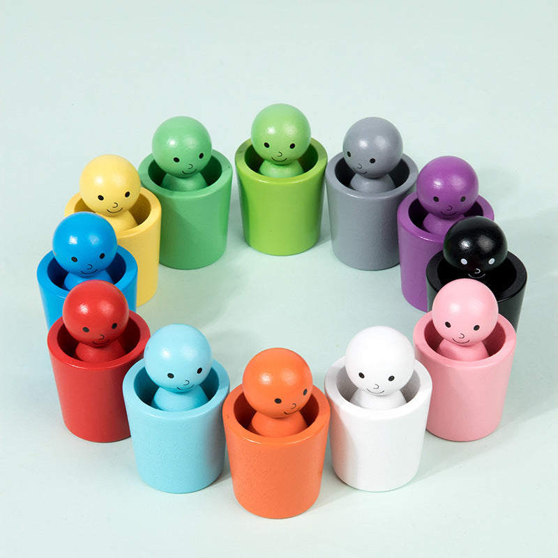 Wooden Montessori Colour Sorting Cup Game