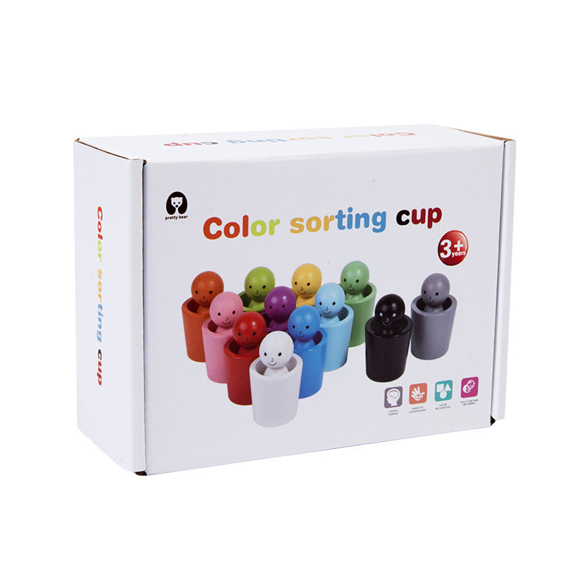 Wooden Montessori Colour Sorting Cup Game