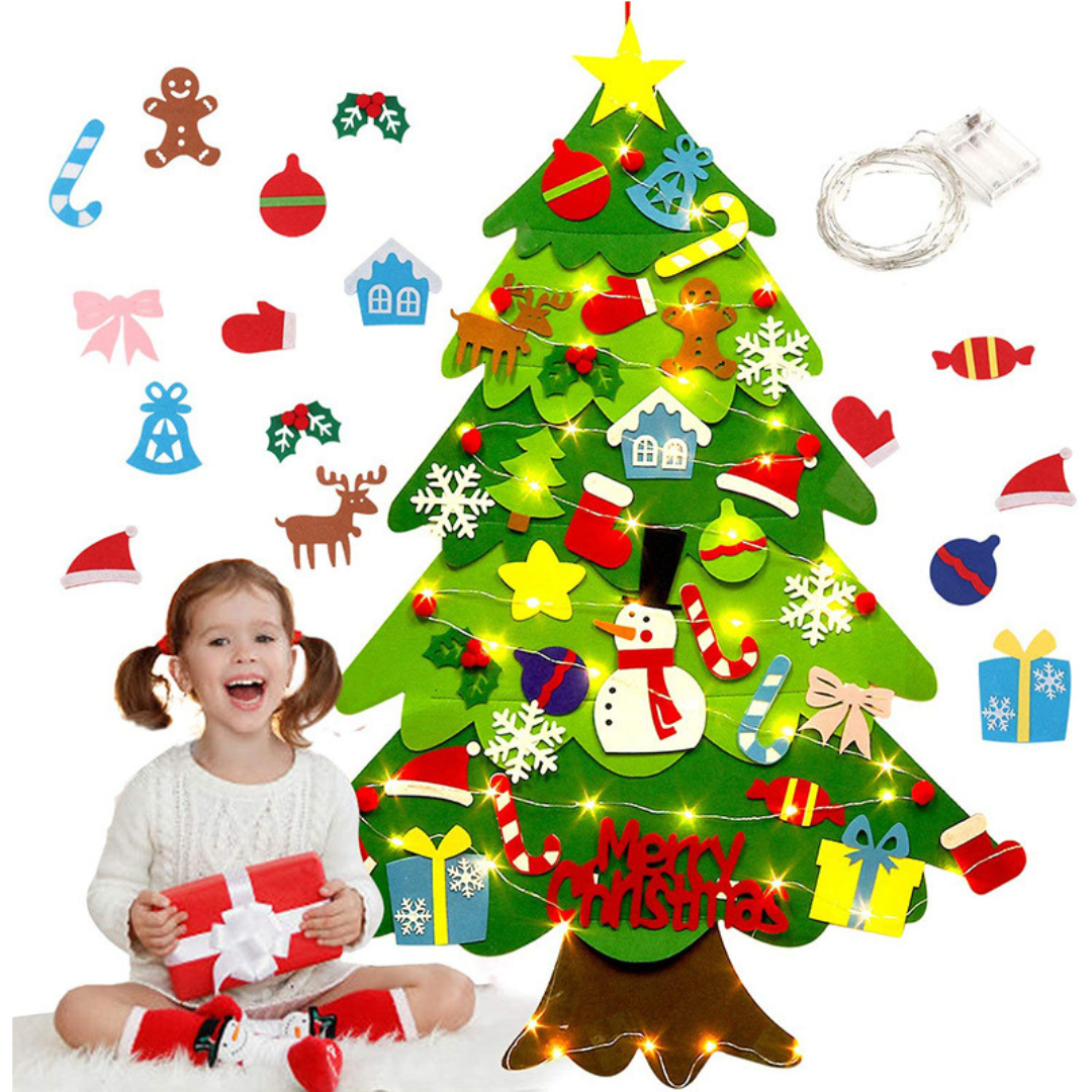 Montessori Felt Christmas Tree with Lights