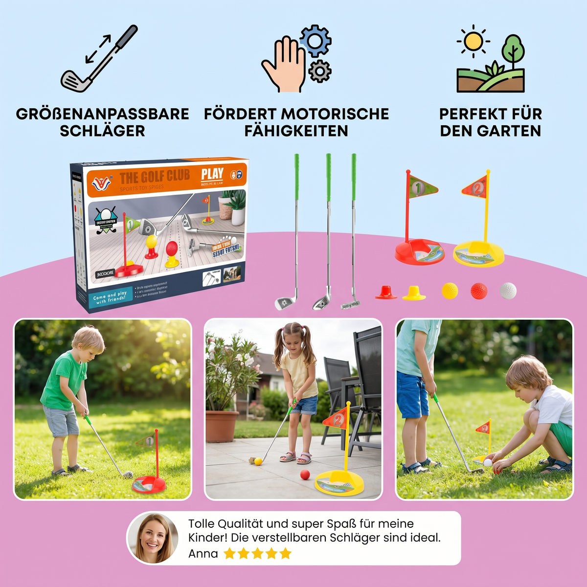 Kids Golf Set with Adjustable Clubs