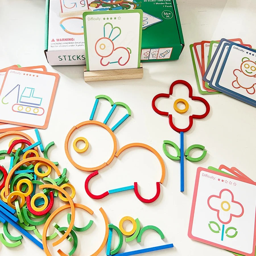 Montessori Sticks and Rings Shape Puzzle