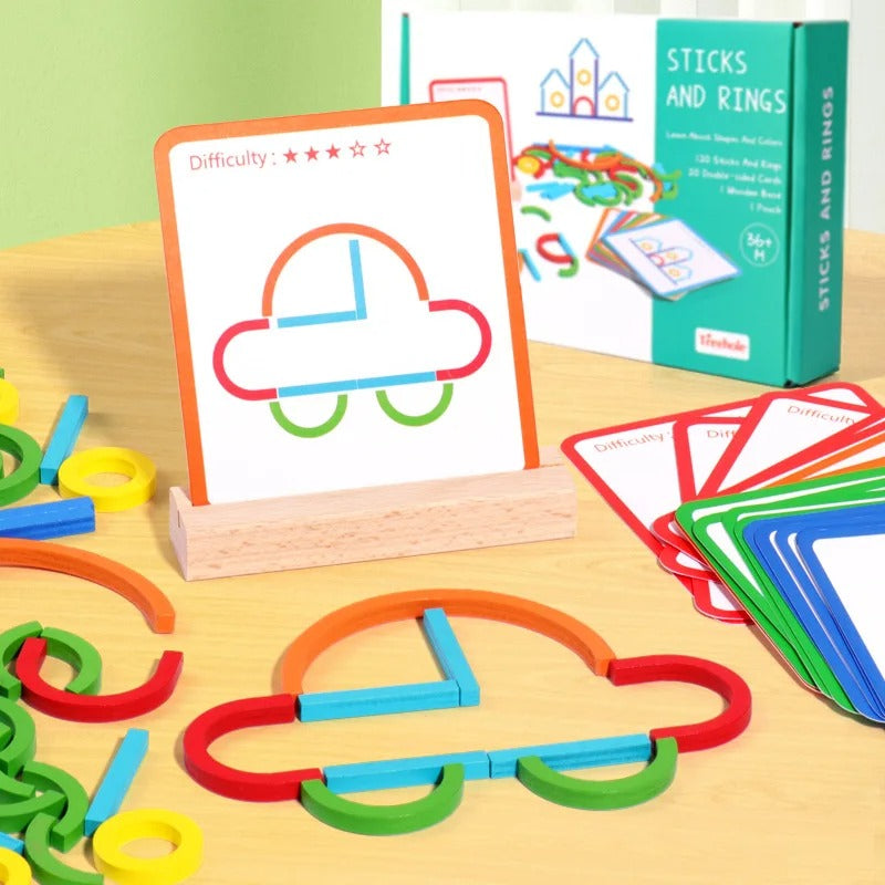 Montessori Sticks and Rings Shape Puzzle
