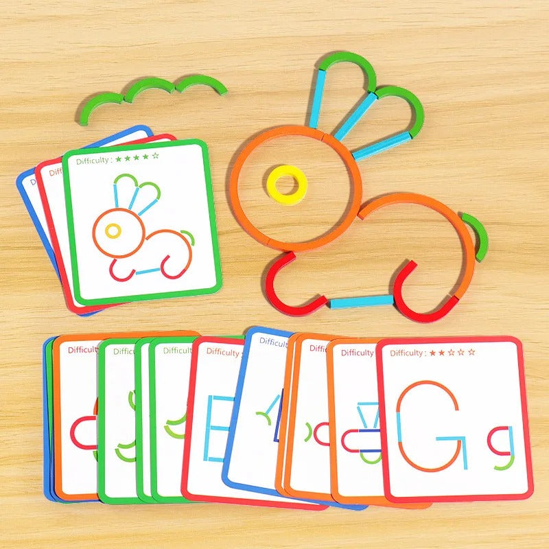 Montessori Sticks and Rings Shape Puzzle