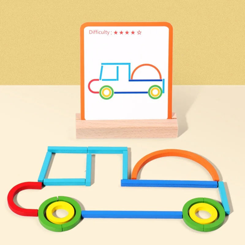 Montessori Sticks and Rings Shape Puzzle