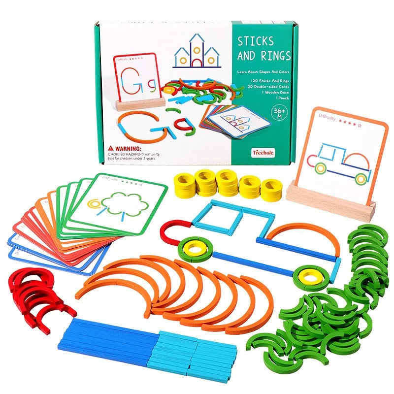 Montessori Sticks and Rings Shape Puzzle