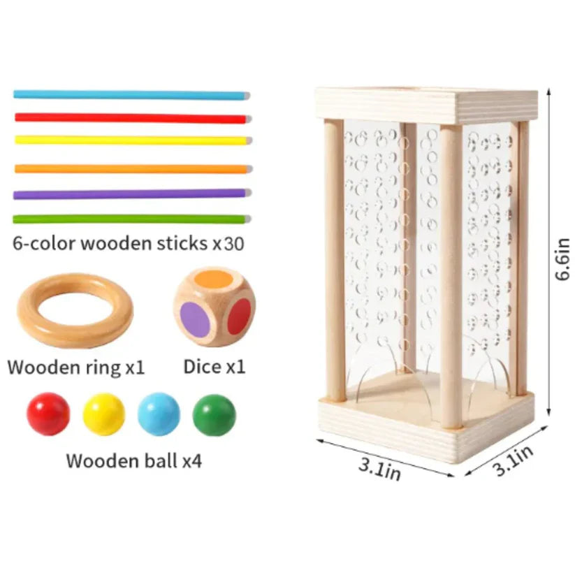 3-in-1 Wooden Ball and Stick Dexterity Game